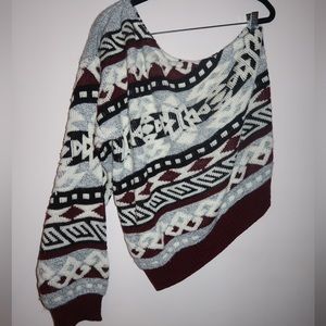 LF one shoulder tribal print sweater